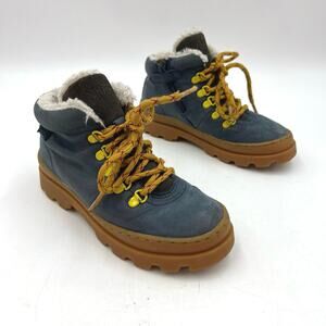 Camper Brutus Navy Blue Leather & Nubuck Ankle Boots Lug Sole